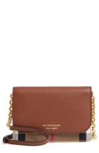 Women's Burberry Hampshire House Check & Leather Wallet On A Chain -