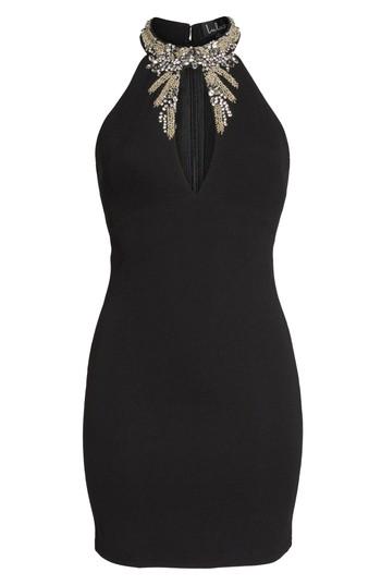 Women's Lulus Alluring Evening Beaded Body-con Dress - Black