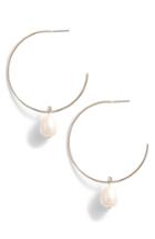 Women's Something Navy Pearl Drop Hoop Earrings (nordstrom Exclusive)