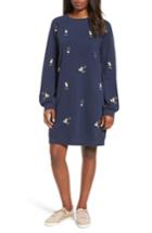 Women's Caslon Embroidered Sweatshirt Dress - Blue