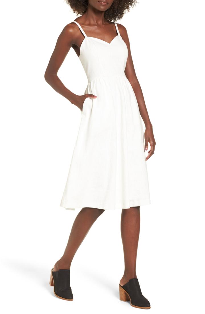 Women's Moon River Cotton & Linen Ballerina Midi Dress