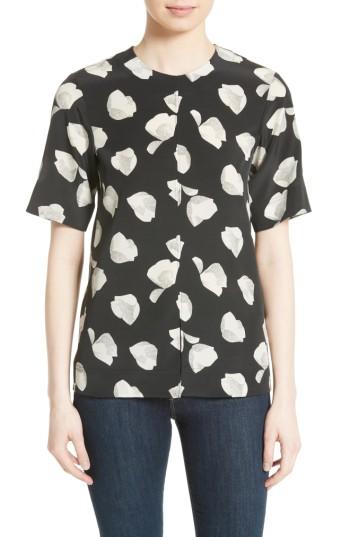Women's Theory Edgara Harper Print Silk Top, Size - Black