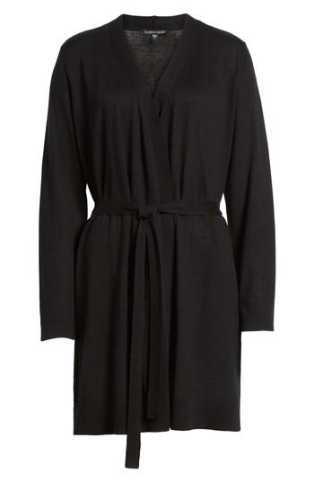 Women's Eileen Fisher Tie Waist Tencel Blend Cardigan - Black