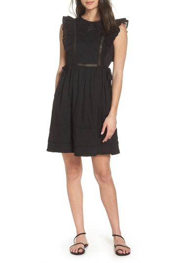 Women's Lenon Ruffle Eyelet Fit & Flare Dress - Black