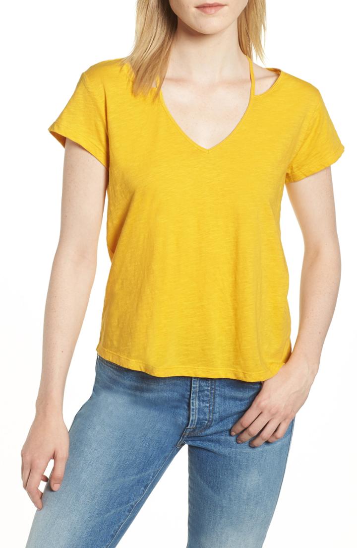 Women's Rebecca Minkoff Lonnie Slit Shoulder Tee - Yellow