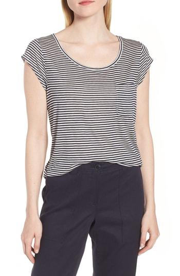 Women's Nordstrom Signature Stripe Pocket Tee - Blue