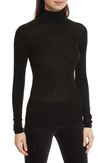 Women's Vince Ribbed Cashmere Turtleneck - Black