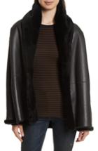 Women's Vince Shawl Collar Genuine Shearling Reversible Coat - Black