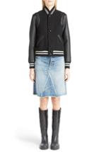 Women's Saint Laurent 'teddy' Full Leather Sleeve Bomber Jacket Us / 40 Fr - Black