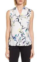 Women's Emerson Rose Abstract Print Silk Blend Blouse - Ivory