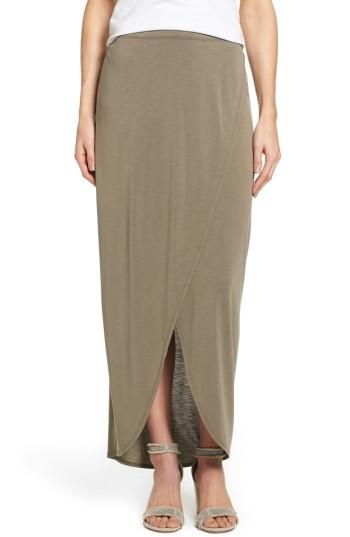 Petite Women's Nic+zoe Boardwalk Knit Wrap Maxi Skirt P - Green