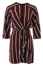 Women's Topshop Stripe Knot Front Minidress Us (fits Like 0-2) - Burgundy