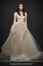 Women's Lazaro Long Sleeve Lace & Organza Ballgown, Size In Store Only - Pink