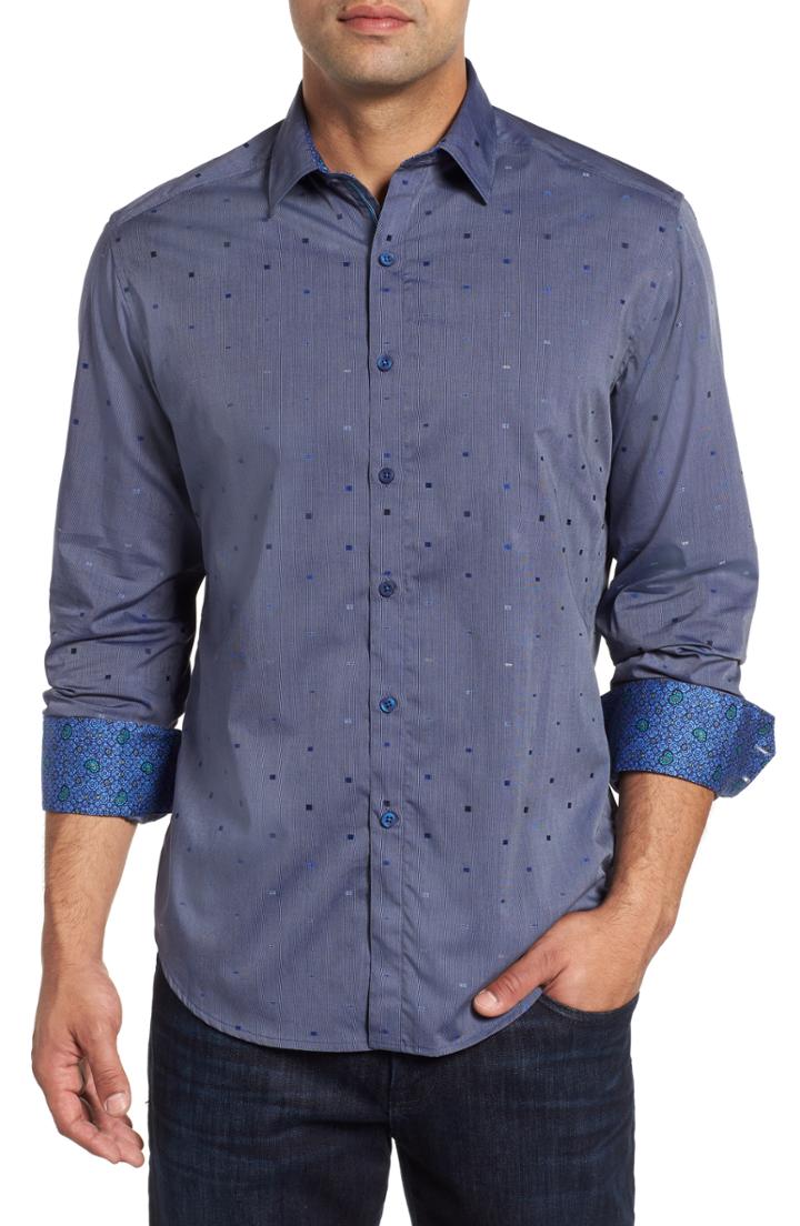 Men's Robert Graham Kerr Classic Fit Sport Shirt, Size - Blue