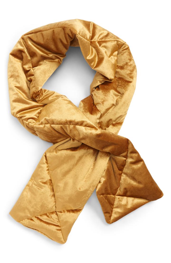Women's Leith Quilted Velvet Puffer Scarf, Size - Metallic