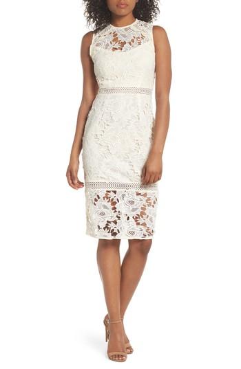 Women's Cooper St Lustrous High Neck Lace Sheath Dress - White