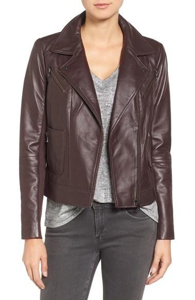 Women's Trouve Leather Moto Jacket, Size - Brown