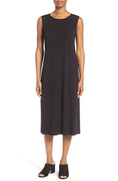 Women's Eileen Fisher Jersey Midi Dress, Size - Black
