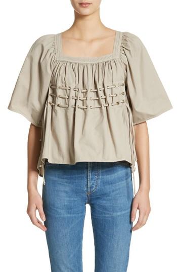 Women's Jean Atelier Chloe Voluminous Tie Top - Beige