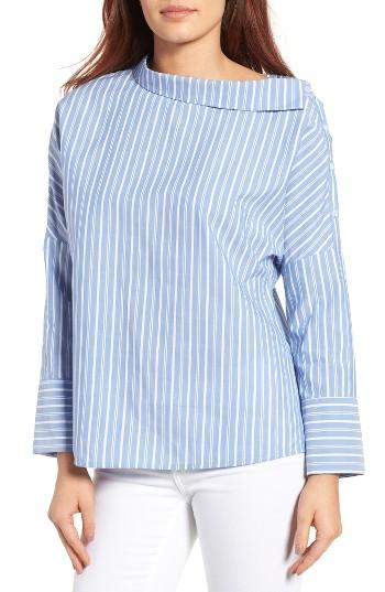 Women's Gibson Asymmetrical Collar Stripe Top