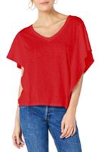 Women's Michael Stars Ruffle Sleeve Tee, Size - Red