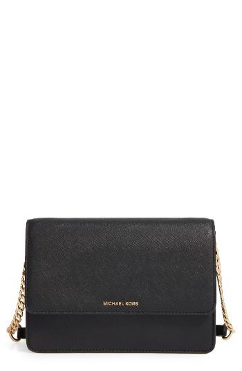 Michael Michael Kors Large Daniela Leather Crossbody Bag - Black