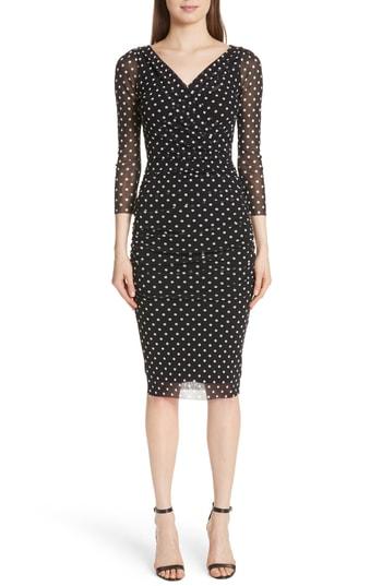 Women's Fuzzi Polka Dot Tulle Surplice Dress - Black