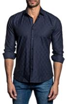 Men's Jared Lang Trim Fit Jacquard Sport Shirt, Size - Blue