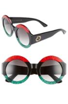 Women's Gucci 51mm Round Sunglasses - Red Black Green/ Grey