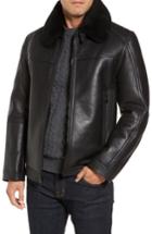 Men's Andrew Marc Leather Jacket With Genuine Shearling Collar - Black
