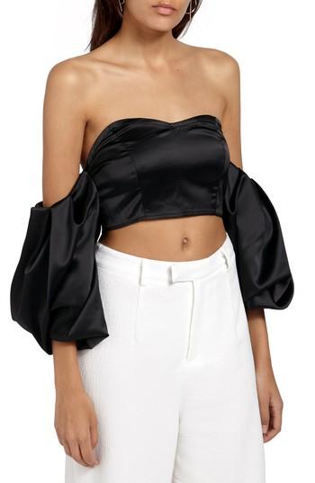 Women's Missguided Off The Shoulder Crop Top Us / 6 Uk - Black