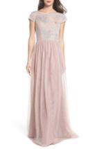 Women's Hayley Paige Occasions Embroidered Bodice Net Gown - Pink