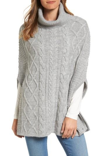 Women's Barbour Court Turtleneck Cabled Cape - Grey