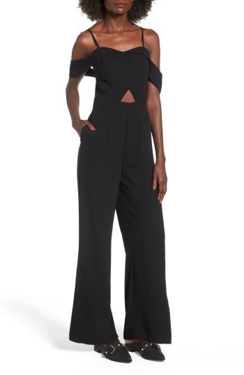 Women's J.o.a. Off The Shoulder Jumpsuit - Black