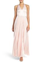 Women's Lulus Bow Back Pleat Satin Gown