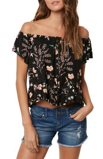Women's O'neill Farrah Off The Shoulder Top - Black