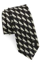 Men's Alexander Mcqueen Mini Raven Print Silk Tie, Size - Black