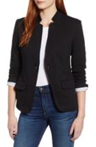 Petite Women's Gibson Notch Collar Cotton Blend Blazer, Size P - Black