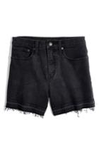 Women's Madewell High Waist Drop Hem Denim Shorts - Black
