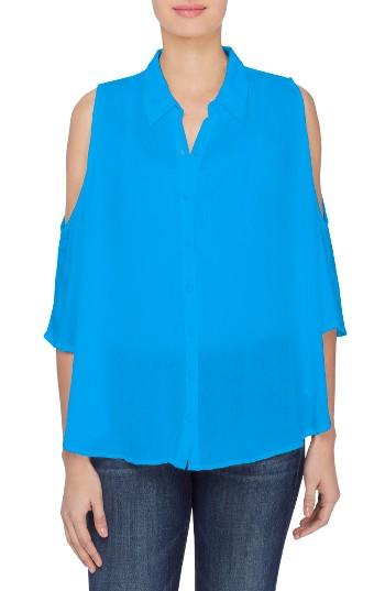 Women's Catherine Catherine Malandrino Bela Cold Shoulder Blouse - Blue