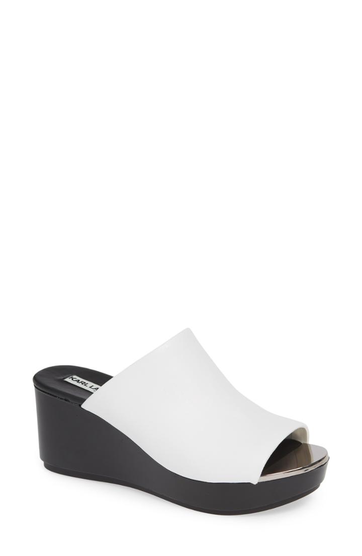 Women's Karl Lagerfeld Paris Lyric Slide Sandal .5 M - White