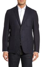 Men's Flynt Classic Fit Plaid Merino Wool Jersey Sport Coat L - Blue