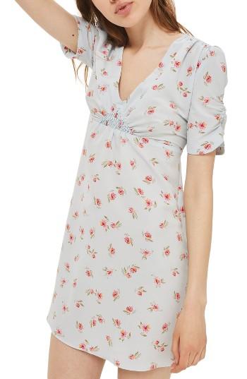 Women's Topshop Ditsy Floral Tea Dress Us (fits Like 0) - Blue