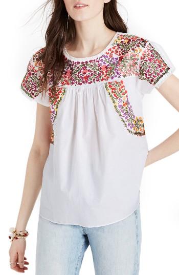 Women's Madewell Springtime Embroidered Cotton Top