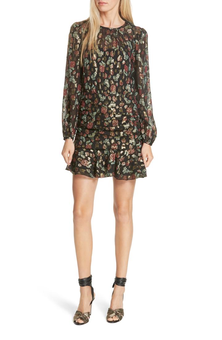 Women's Veronica Beard Robin Silk Blend Jacquard Minidress - Black