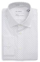 Men's Calibrate Trim Fit Print Dress Shirt .5 32/33 - White