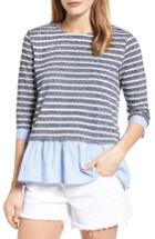Women's Thml Contrast Ruffle Trim Stripe Sweater