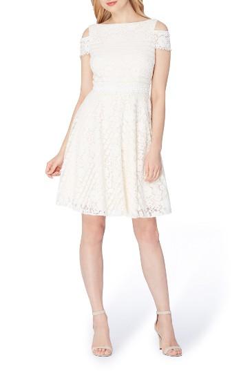 Women's Tahari Lace Cold Shoulder A-line Dress