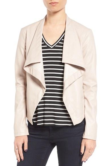 Women's Bb Dakota 'peppin' Drape Front Faux Leather Jacket - Pink