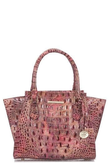 Brahmin Mini Priscilla Croc Embossed Leather Satchel - Black